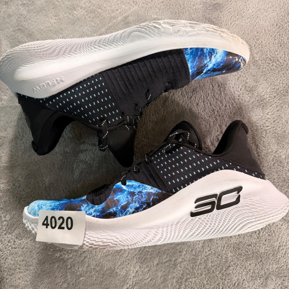 Under Armour Curry Flow 8 Men 10 Black Blue Nebula Basketball Shoes 3028115-001